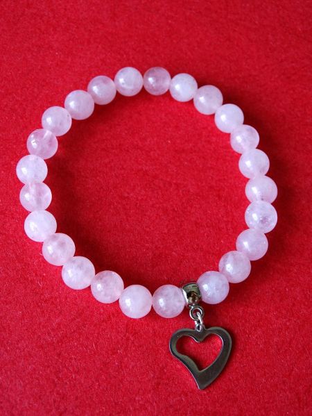 Rose Quartz and Heart Pendant, Bracelet